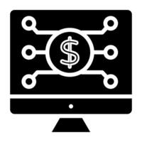 Online money icon in trendy design, dollar inside monitor vector