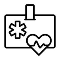 Health card icon in editable outline style vector