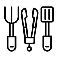 Icon of kitchen utensils, linear design vector