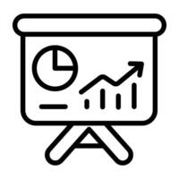 Growth chart on ppt board, business presentation icon vector