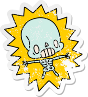 distressed sticker cartoon illustration kawaii electrocuted skeleton png