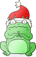 hand drawn cartoon frog in christmas hat png