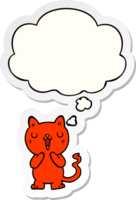 dessin animé chat avec pensée bulle comme une imprimé autocollant png