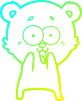 cold gradient line drawing of a excited teddy bear cartoon png