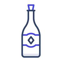 Flat design of wine bottle, whisky icon vector