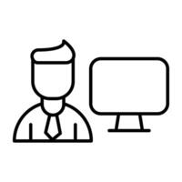 A flat design, icon of computer user vector