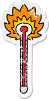 distressed sticker of a quirky hand drawn cartoon hot thermometer png