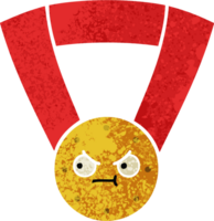 rétro illustration style dessin animé de une or médaille png