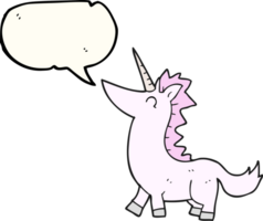 mano disegnato discorso bolla cartone animato unicorno png