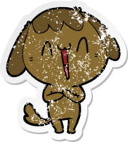 pegatina angustiada de un lindo perro de dibujos animados png