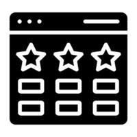 Stars on web page, icon of web rating vector