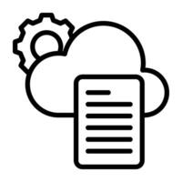 A linear design, icon of cloud document setting vector