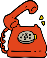 hand drawn doodle style cartoon telephone ringing png