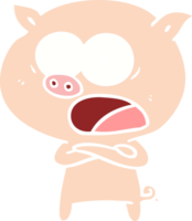 flat color style cartoon pig shouting png