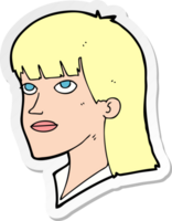 sticker of a cartoon serious woman png