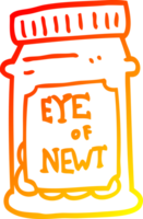warm gradient line drawing of a cartoon eye of newt bottle png