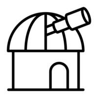 Observatory building linear vector design of planetarium