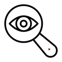 Eye under magnifying glass, search eye icon vector