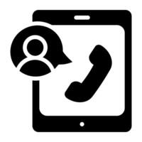 Avatar inside smartphone, mobile video call icon vector