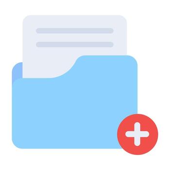 A flat design, icon of add folder vector