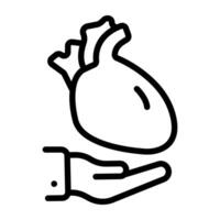 Heart holding by hand, heart care icon vector