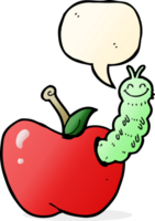 cartoon bug eating apple with speech bubble png
