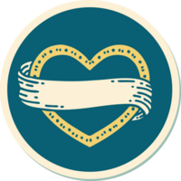 sticker of tattoo in traditional style of a heart and banner png