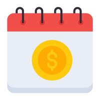 dólar en calendario, icono de día de paga vector