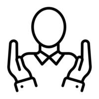 Avatar inside hands, user care icon in trendy style vector