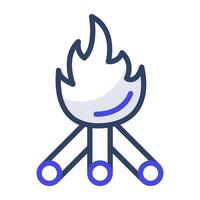 An icon design of bonfire, editable vector