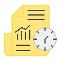 Clipboard document with clock, project deadline icon vector