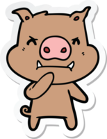 autocollant d'un cochon de dessin animé en colère png