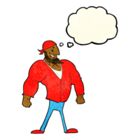 cartoon manly sailor man with thought bubble png