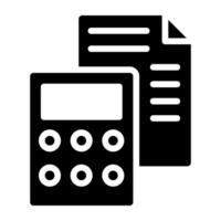 Calculator with paper, budget accounting icon vector