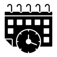 A glyph design, icon of time table vector