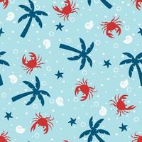 Seamless pattern with cute cartoon crab character. Childish sea animals design for fabric, textile, paper. vector