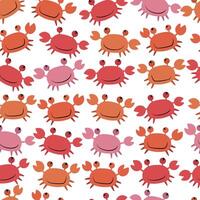 Seamless pattern with cute cartoon crabs vector