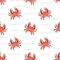 Seamless pattern with cute cartoon crab character. Childish sea animals design for fabric, textile, paper. vector