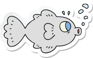 klistermärke av en udda handritad tecknad fisk png