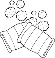 travesseiro de desenho animado preto e branco png