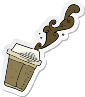 sticker of a cartoon coffee spilling png