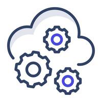 An outline design, icon of cloud setting vector