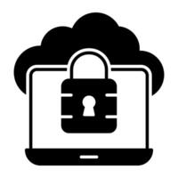 Padlock inside laptop showing concept of cloud network security vector