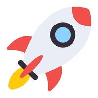 Icon of rocket in flat style, editable vector