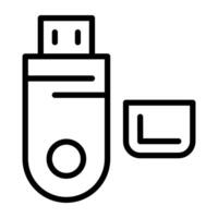 un contorno diseño, icono de USB vector