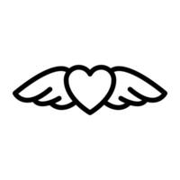 Heart with wings, concept of love wings linear icon vector