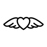 Heart with wings, concept of love wings linear icon vector