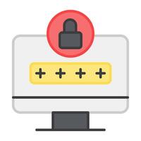 Password with padlock inside monitor, icon of system login vector
