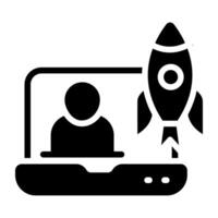 Icon of business launch, solid design vector