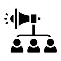 Marketing team icon, vector design of megaphone connected with Avatars